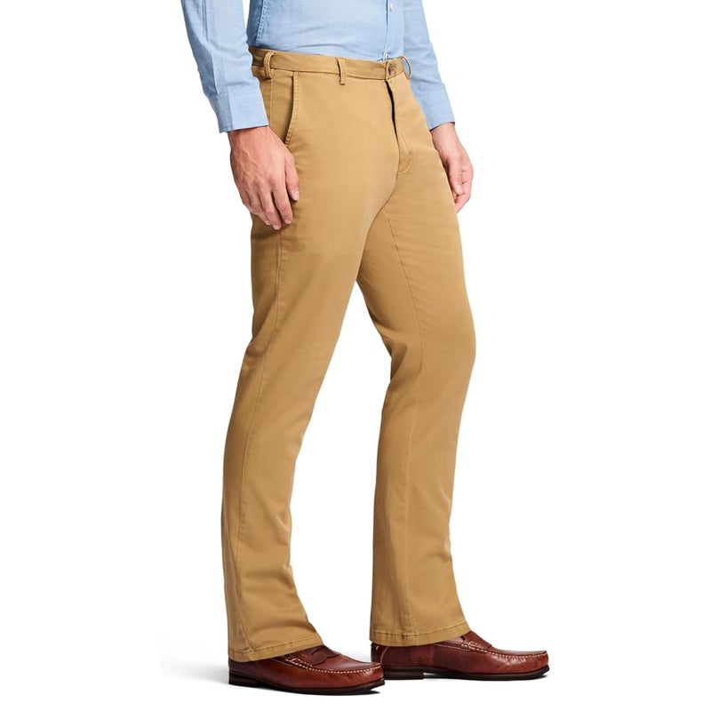IZOD Men's Saltwater Stretch Flat-Front Chino Pants, Cognac Strt, 34W x 30L - Image 4